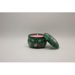 Bougie de Nöel : Bougie parfumée dans un pot coloré