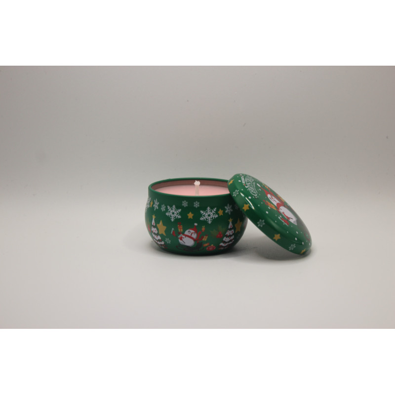 Bougie de Nöel : Bougie parfumée dans un pot coloré